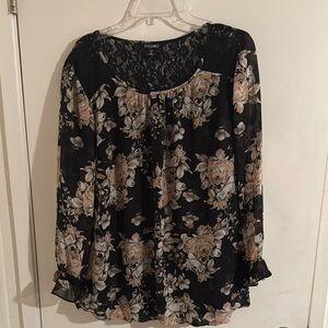 Roz & Ali Black Floral Women's Top